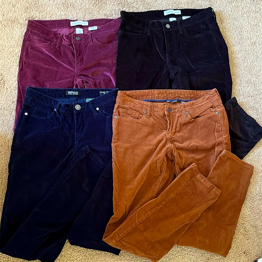4 Pairs of Corduroy Pants Calvin Klein, and Buffalo sizes 4 & 26/27